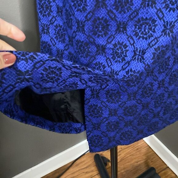 Jasper Conrad Royal Blue Black Pencil Skirt Wool and Cashmere Blend - Picture 7 of 14